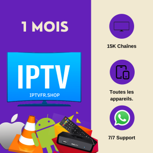 Abonnement IPTV 1 Mois   : Plus de 10.000 chaînes 4K, FHD, HD et SD et plus de 5.000 VODS (films, séries, documentaires, animés pour enfants, sports… etc). Serveurs stables, haute, haute disponibilité et SANS COUPURE!